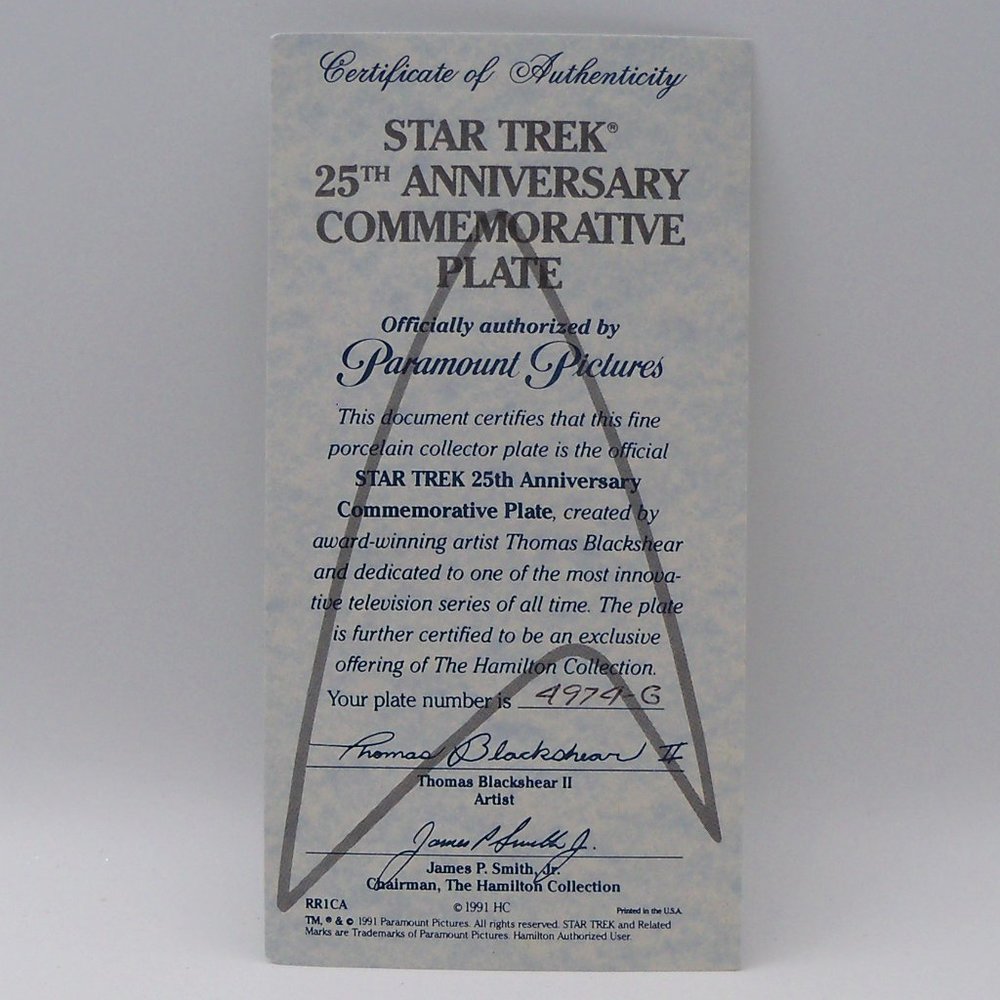 Star Trek 25th Anniversary Commemorative Plate 1991 by Hamilton Collection - Picture 4 of 13